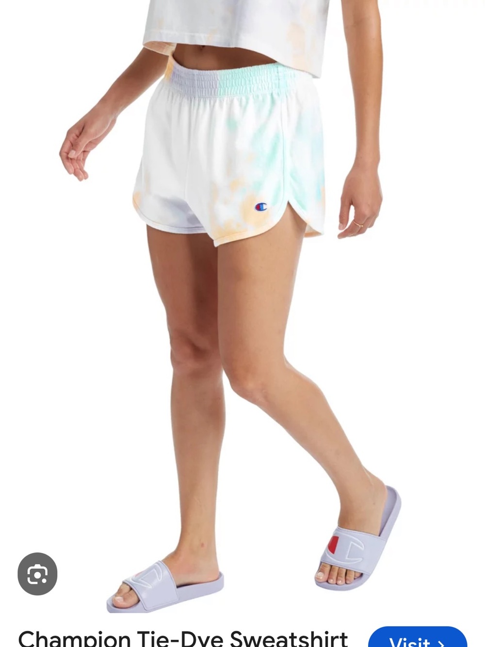 Champion White Tie-Dye Athletic Shorts with Pastel Accents